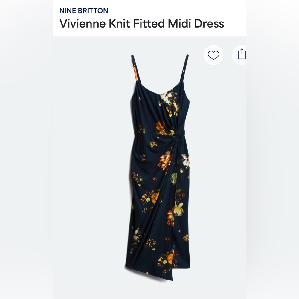 Nine Britton Floral Midi Dress - Navy Blue